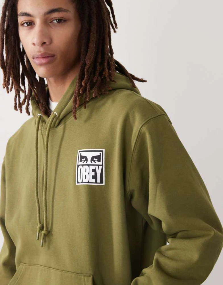 Obey Obey eyes icon logo hoodie in green 2