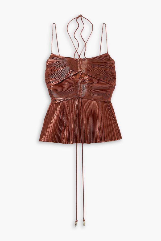 Altuzarra Justin cutout plissé-lamé halterneck top
