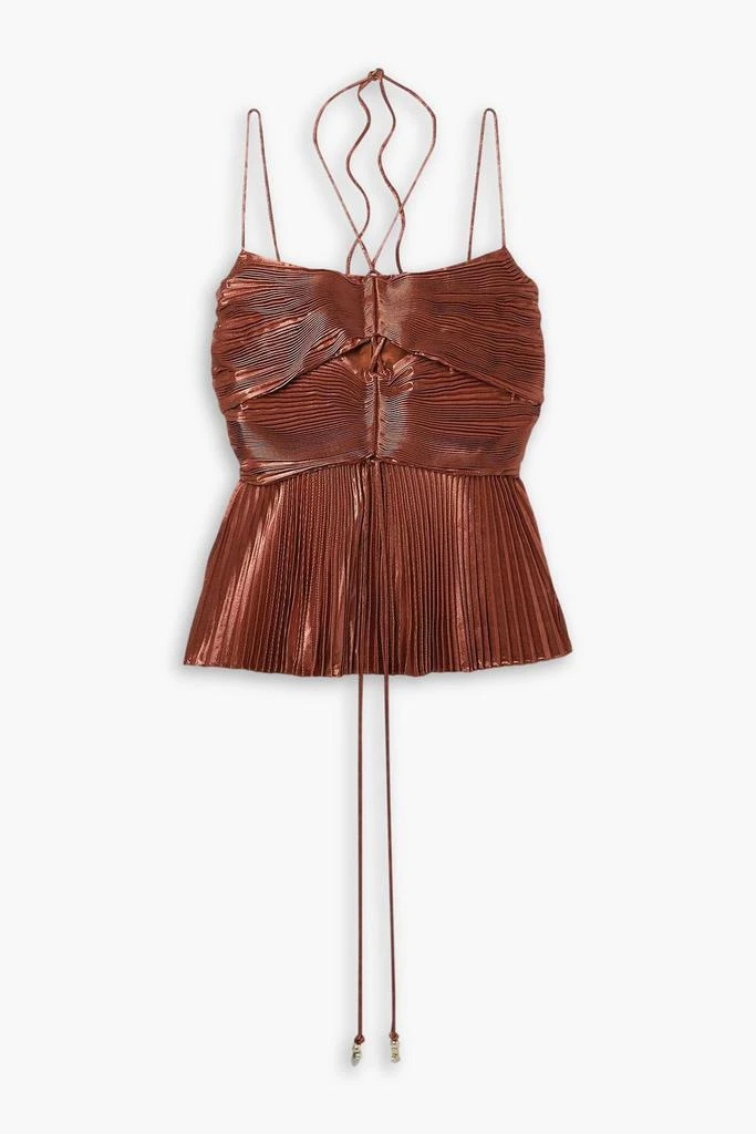 Altuzarra Justin cutout plissé-lamé halterneck top 1