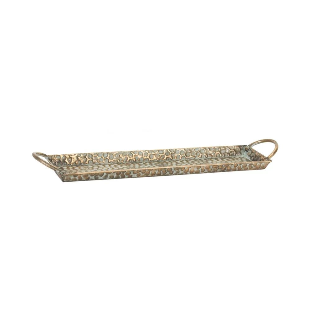 Hivvago Hammered Metal Tray with Washed Finish and Handles (Set of 3) 4