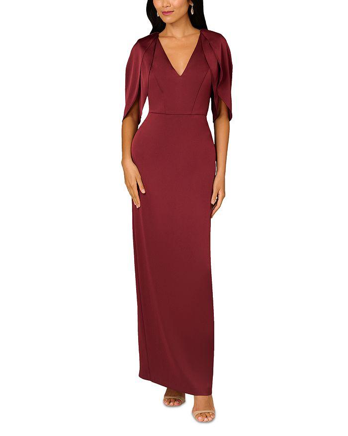 Aidan Mattox Liv Foster Satin Tulip Sleeve Gown