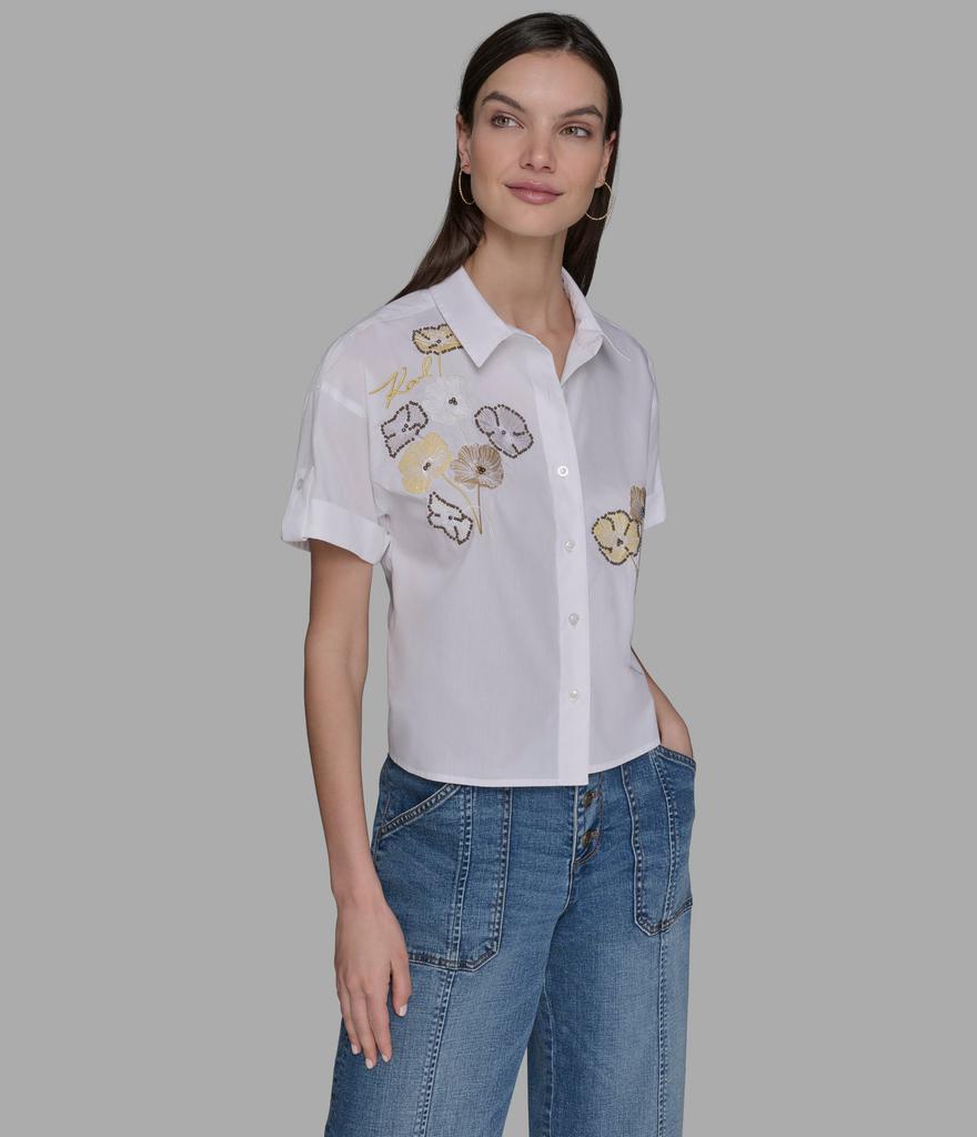 Karl Lagerfeld Paris EMBROIDERED POPLIN SHIRT