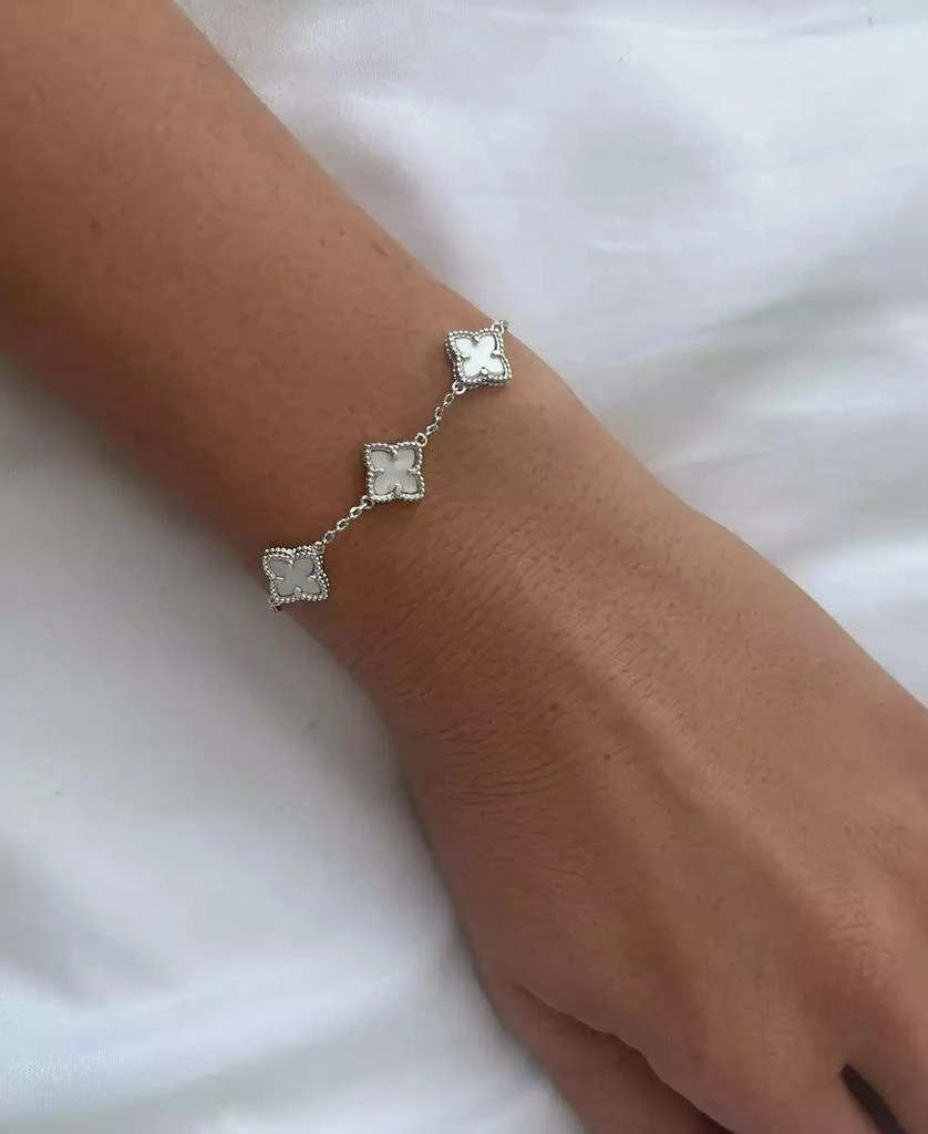 ADORNIA Silver White Mother of Pearl Flower Bracelet 3