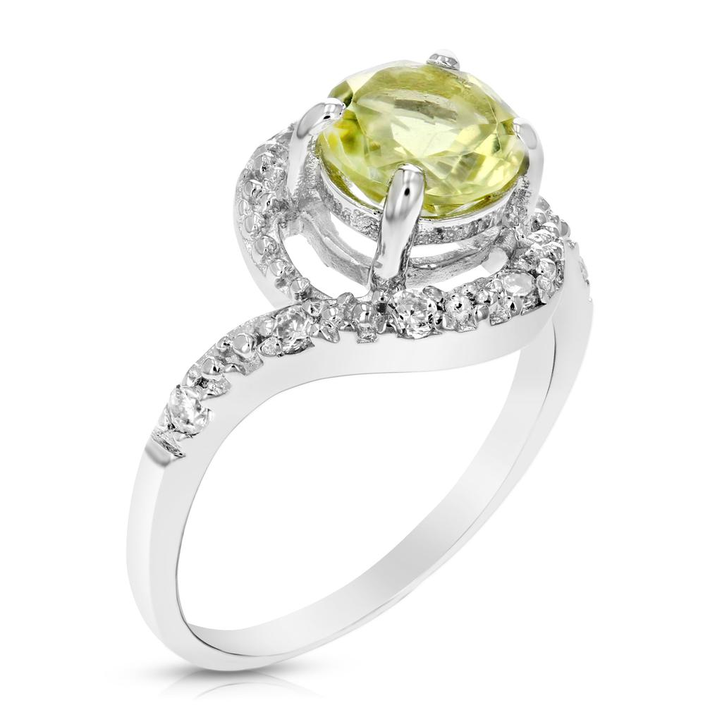 Vir Jewels 0.70 cttw Lemon Quartz Ring .925 Sterling Silver with Rhodium Round Shape 7 MM