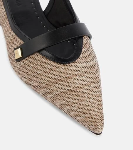Max Mara Leather-trimmed slingback flats 6