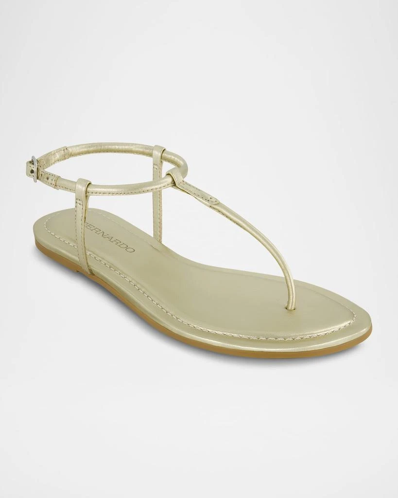 Bernardo Hercu Metallic Ankle-Strap Flat Sandals 2
