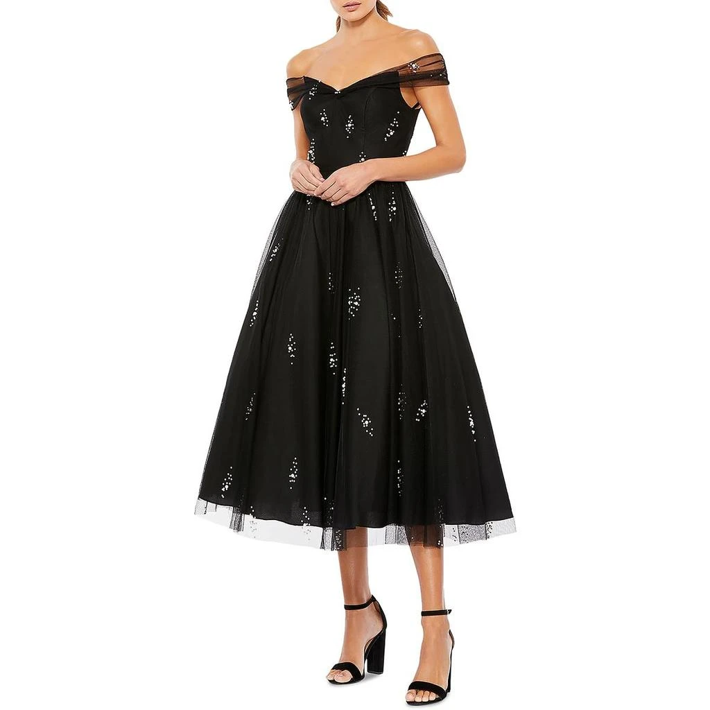 Ieena for Mac Duggal Womens Embelleshed Mid Calf Cocktail And Party Dress 3