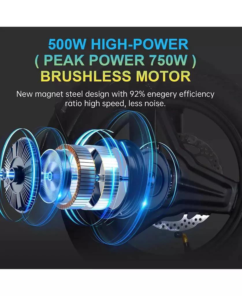 LTMATE Global Inc. Foldable 500W Electric Bike, LED Display, Shock Absorption, Anti-Theft Alarm 3