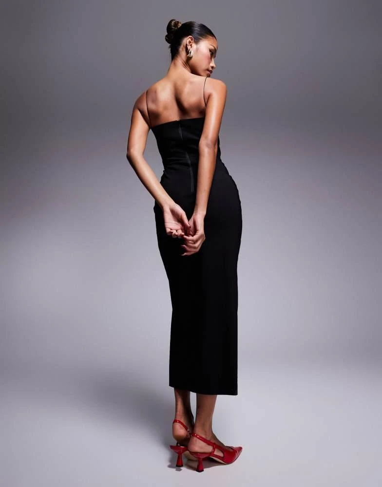 Vesper Vesper bengaline cami sweetheart neck midaxi dress in black 4