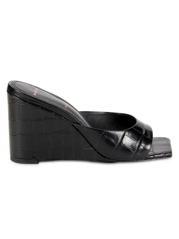Black Suede Studio Paloma Leather Wedge Heel Sandals 1