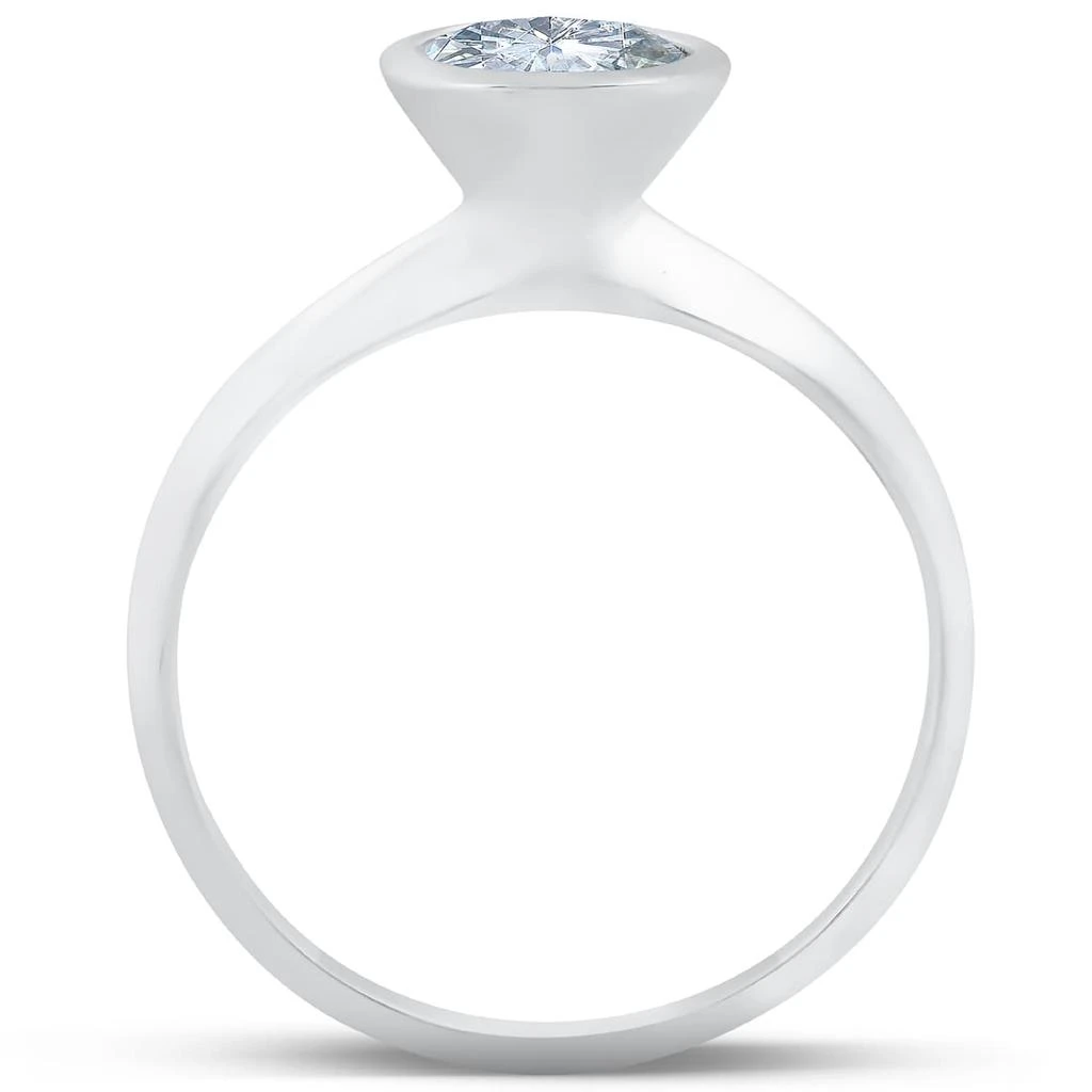 Pompeii3 1ct Bezel Solitaire Lab Grown Engagement Ring 14K White Gold Size Selectable 2