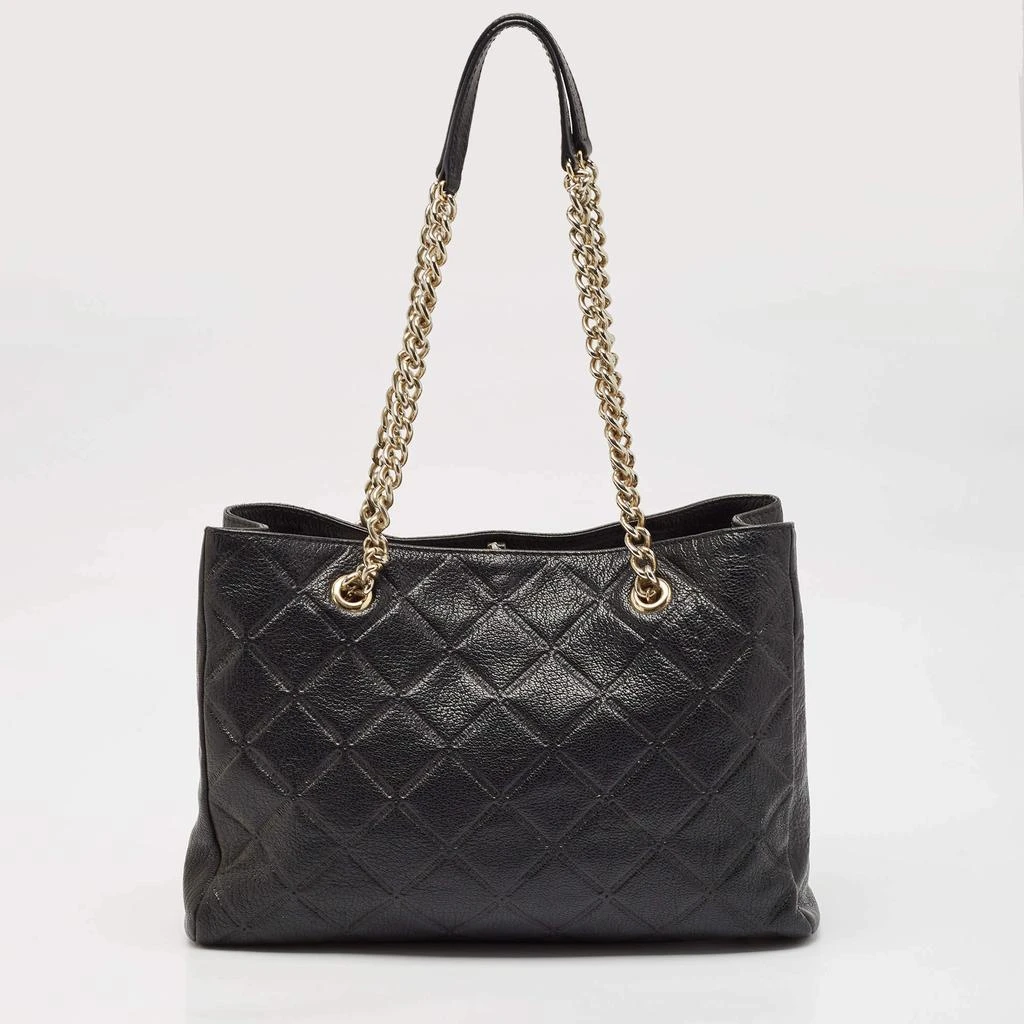 CH Carolina Herrera CH Carolina Herrera Black Quilted Embossed Leather Chain Tote 4