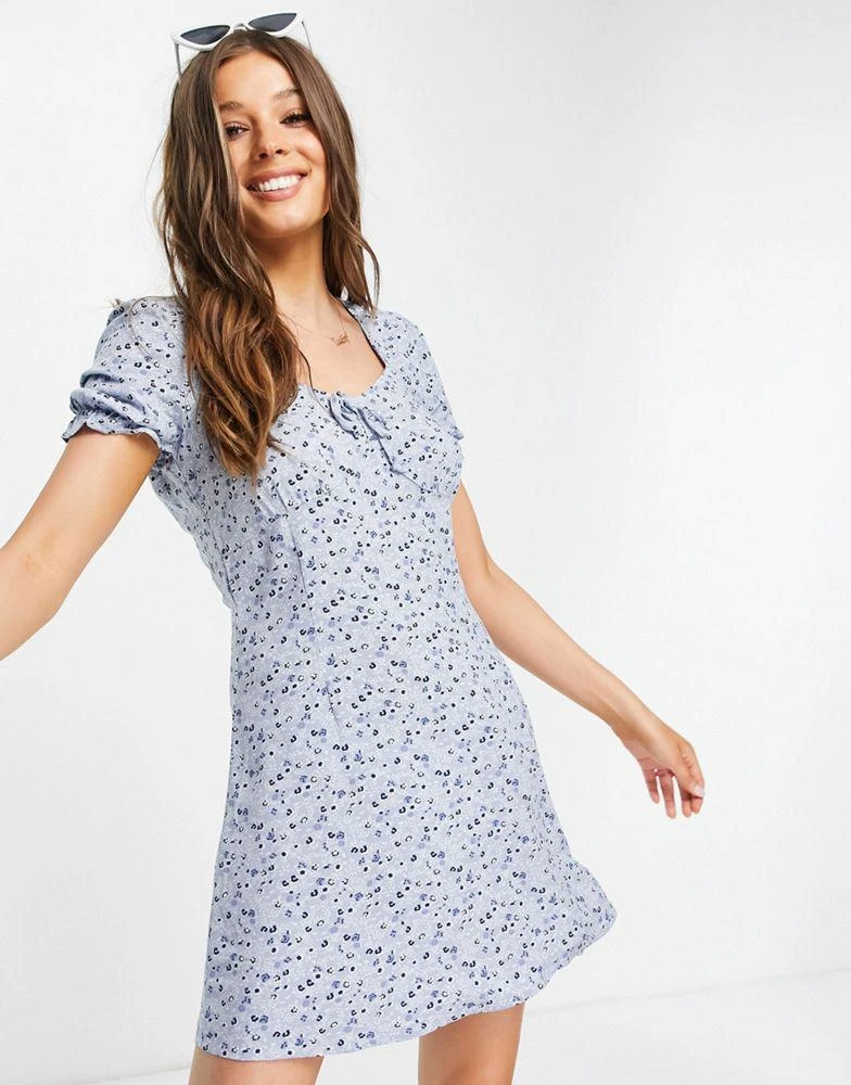 Aeropostale Aeropostale puff sleeve flare dress in baby blue 1