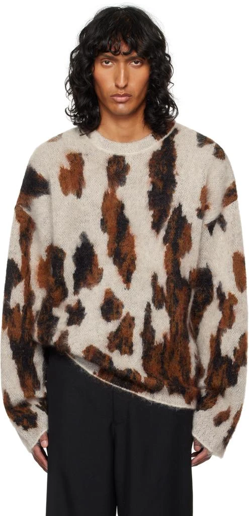 Achilles Ion Gabriel White & Brown Entourage Mohair Knit Sweater 1