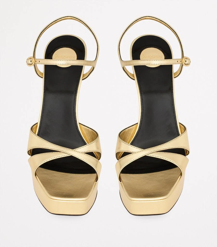Yves Saint Laurent Metallic Leather Debbie Platform Sandals 85 2