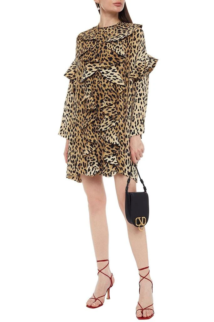Valentino Ruffled tiger-print silk-crepe mini dress 2