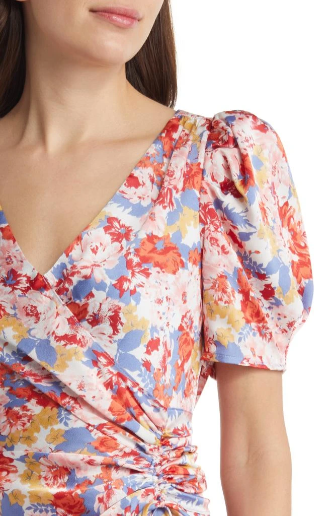 FLORET STUDIOS Floral Satin Faux Wrap Midi Dress 4