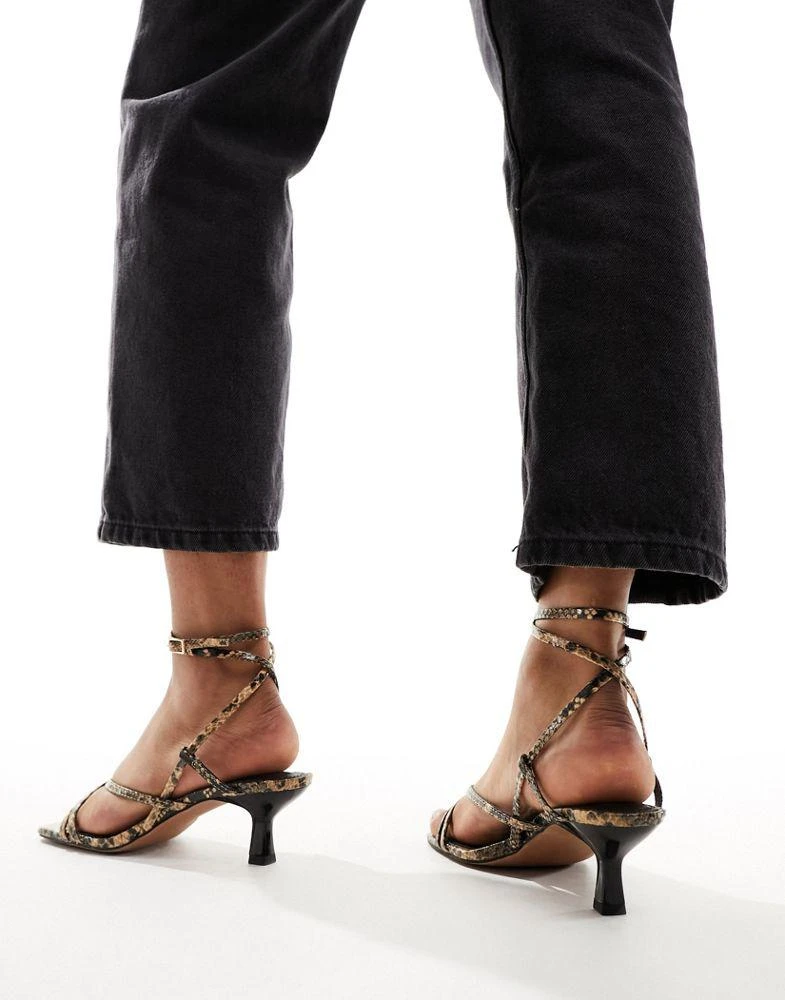 ASOS ASOS DESIGN Holiday kitten heeled sandals in snake 4