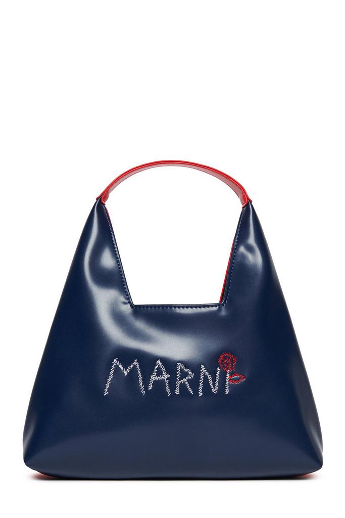 Marni Marni Kids Logo Embroidered Open Top Shoulder Bag