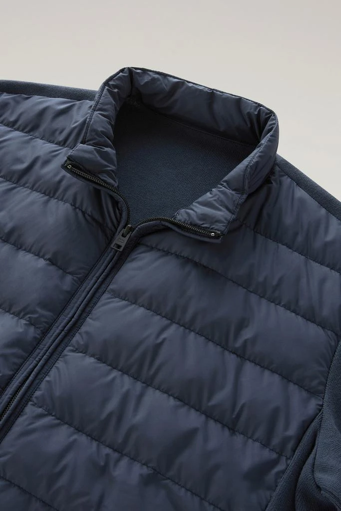 Woolrich Sundance Hybrid Bomber Jacket in Microfibre and Cotton Knit - Men - Blue 4