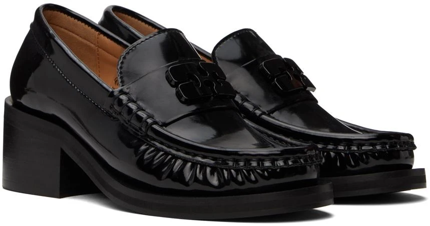 Ganni Black Butterfly Logo Mid Heel Loafers 4