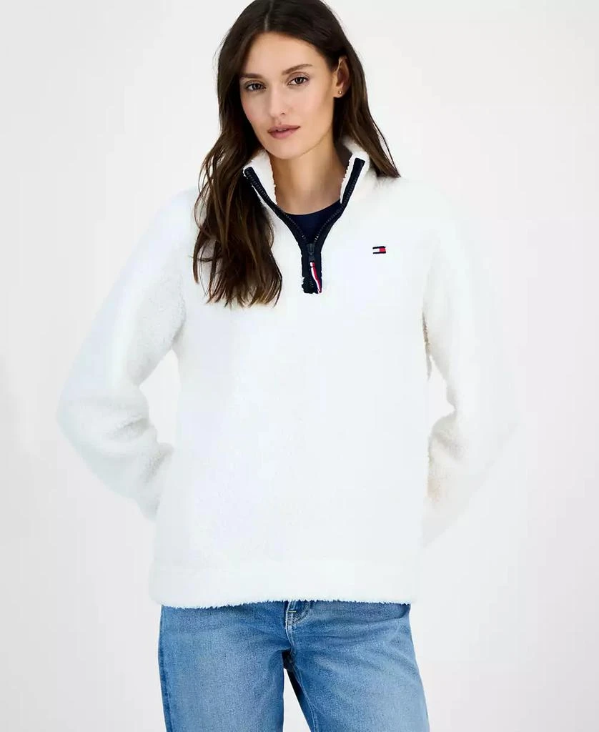 Tommy Hilfiger Women's Quarter-Zip Faux-Sherpa Jacket 1