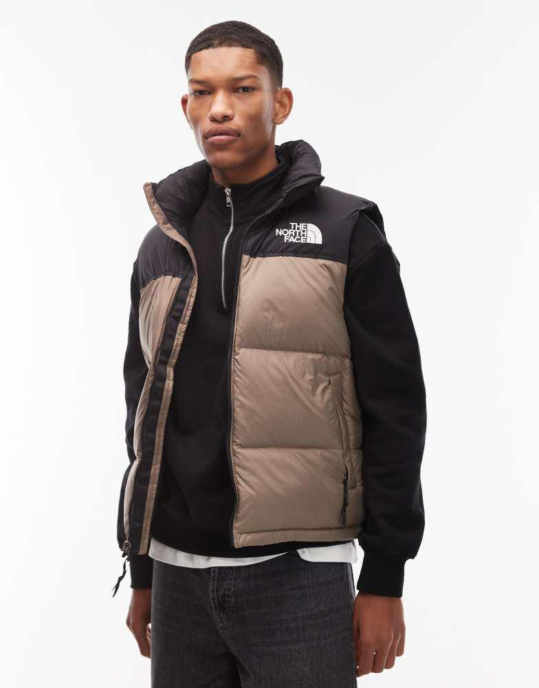 The North Face M 1996 retro nuptse vest in mocha brown/tnf black