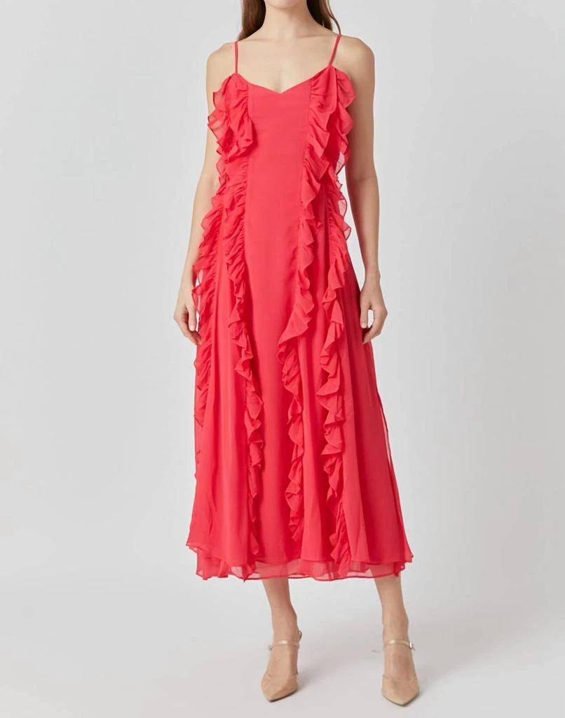 fitted lace wedding dress Provence Bloom Tiered Ruffle Maxi Dress Red