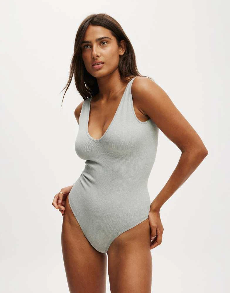 Cotton:On Cotton:On Seamless plunge bodysuit in grey 1