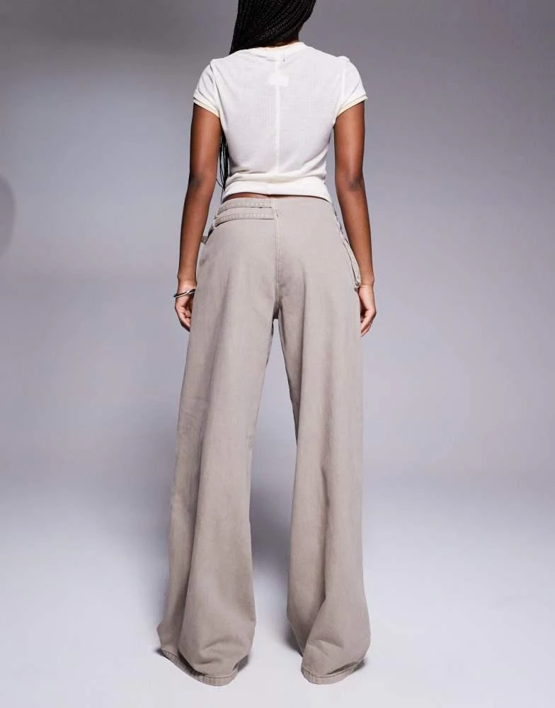 Princess Polly Princess Polly buckle and pocket detail baggy wide leg jeans in washed brown 2