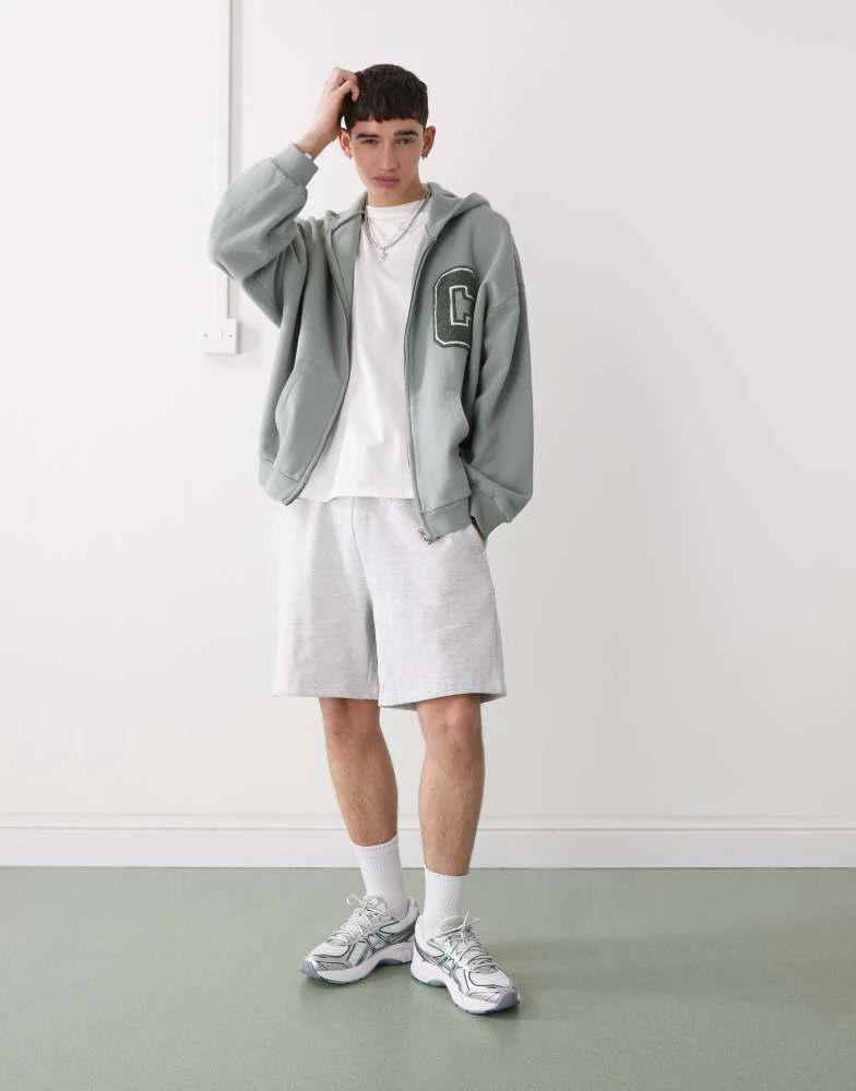 COLLUSION COLLUSION zip hoodie with Chenille patch in khaki 4