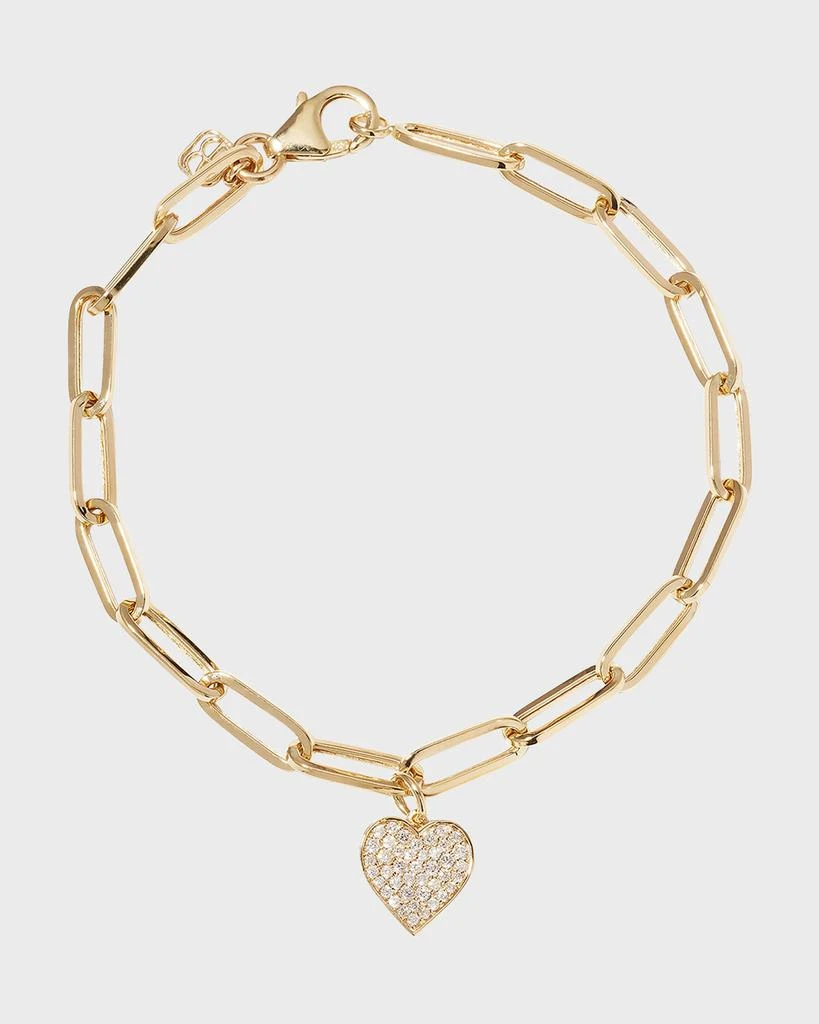 Sydney Evan Paperclip Bracelet with Diamond Heart Charm