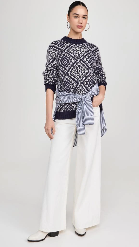 White + Warren Plush Alpaca Blend Nordic Crew Neck Sweater 4