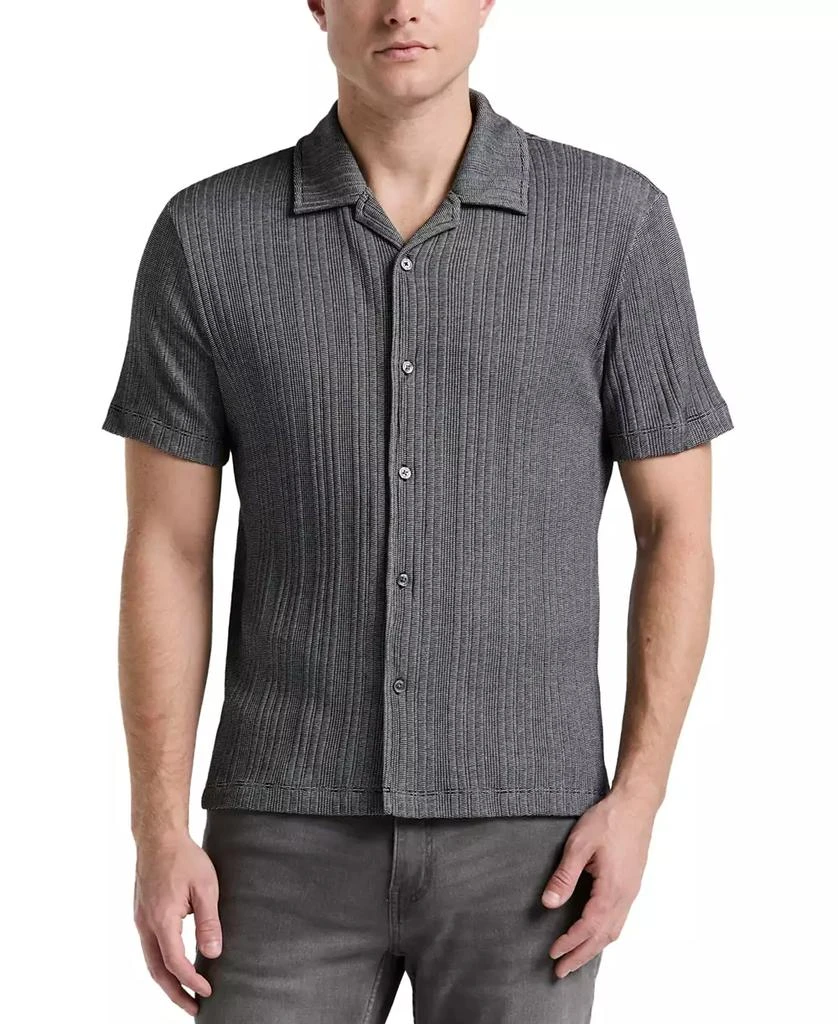 Perry Ellis Men
s Short Sleeve Striped Button-Front Camp Shirt 1