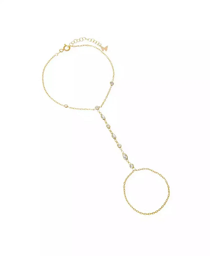 by Adina Eden Cubic Zirconia Gold Plated Multi-Shape Stone Hand Chain Bracelet