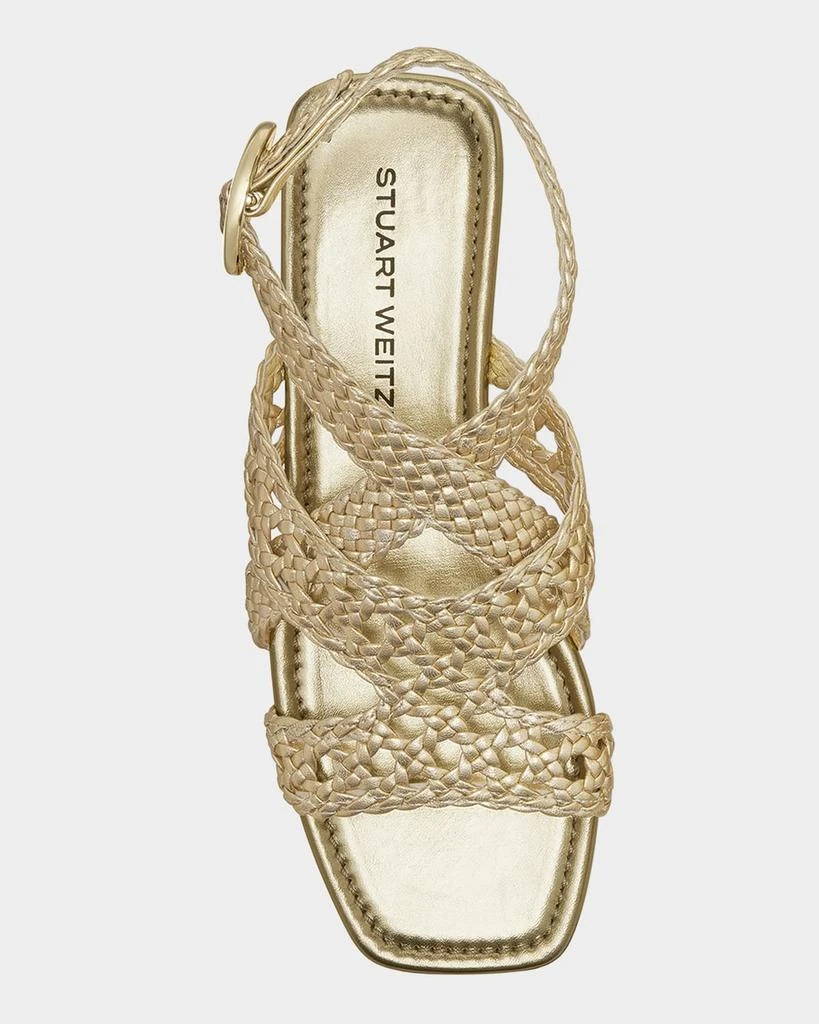 Stuart Weitzman Thea Metallic Braided Slingback Sandals 4