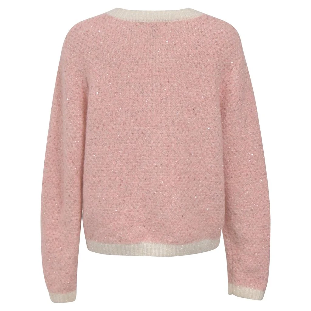 Maje Lurex Knitted Cardigan in Pink Wool 3