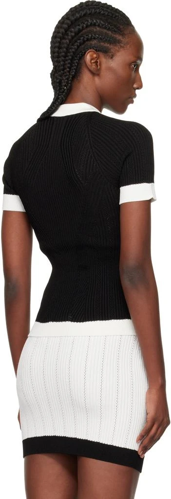 Balmain Black 
White Short-Sleeved Knit Top 3