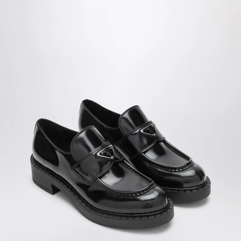 Prada Chocolate black brushed leather moccasins 2