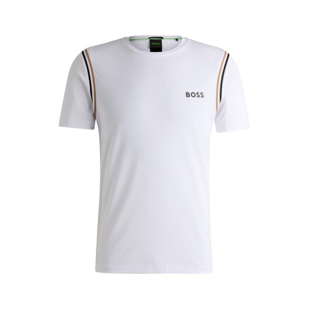 Hugo Boss Active waffle-structure T-shirt with signature stripes