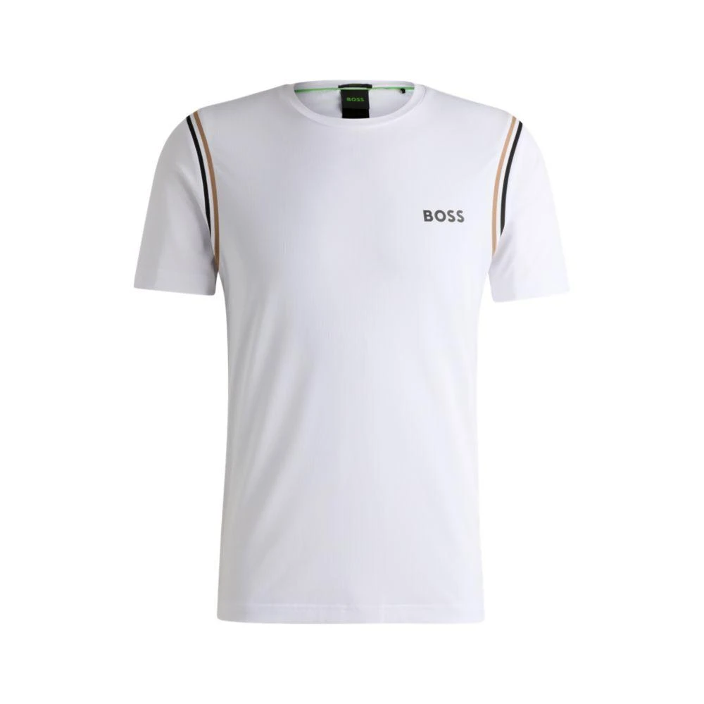 Hugo Boss Active waffle-structure T-shirt with signature stripes 1