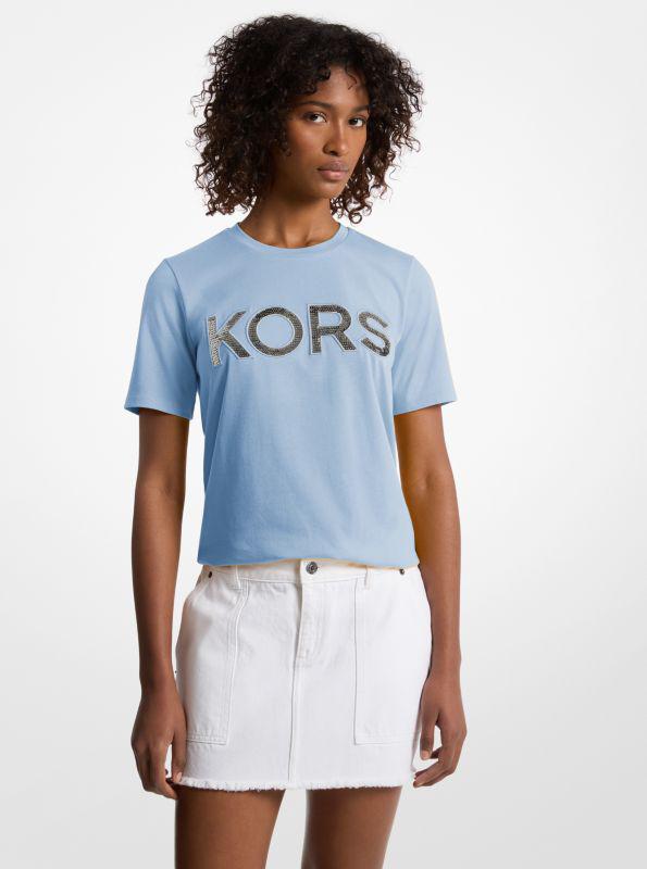 Michael Kors Sequined Logo Cotton T-Shirt