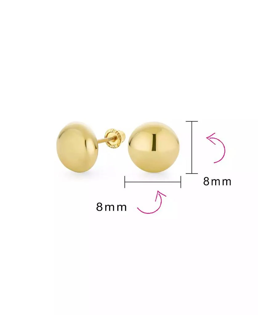 Bling Jewelry Classic Tiny Petite 14K Yellow Gold Round Button Ball Stud Earrings Screw Back 4