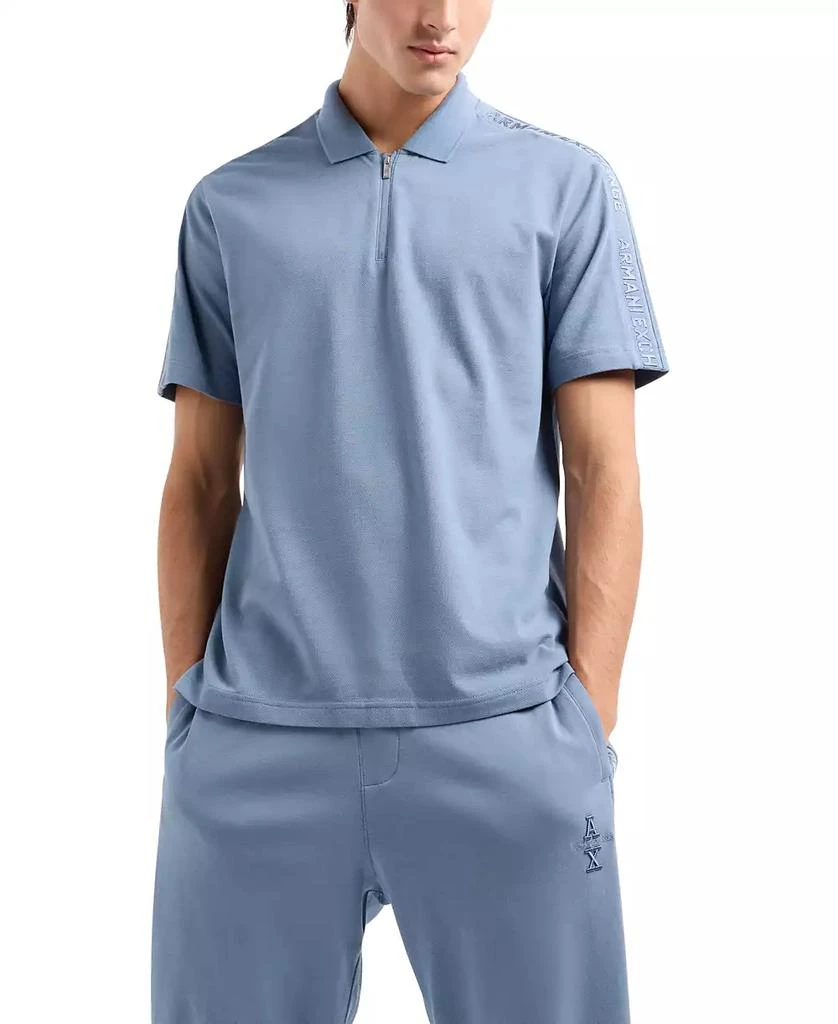 Armani Exchange Men's Regular-Fit Logo 1/4-Zip Polo Shirt 1