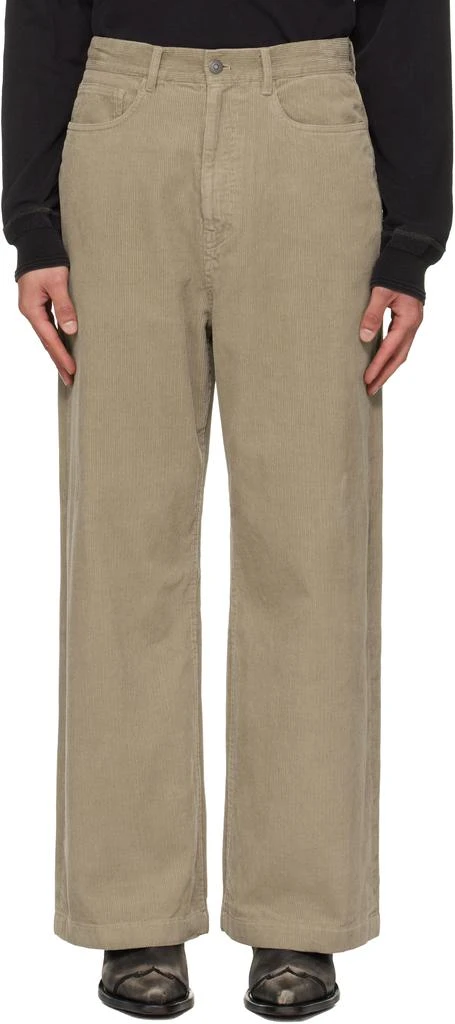 TONYWACK Beige Washed Corduroy Wide-Leg Trousers