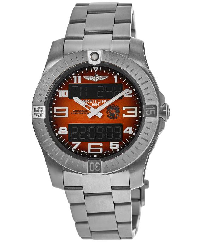 BREITLING Breitling Aerospace Chronospace Military B70 Orbiter Quartz Chronograph Orange Digital & Analog Dial Titanium Men's Watch EB70101A1O1E1