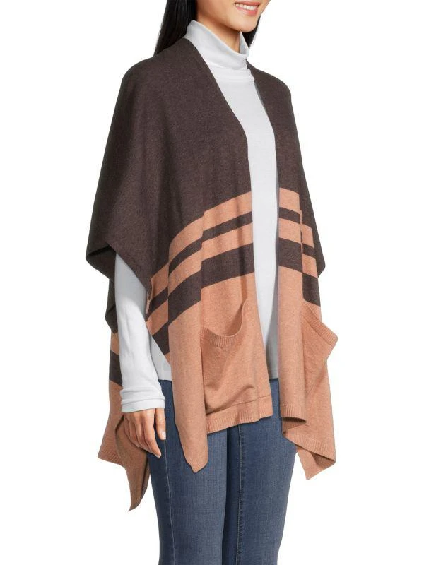 Saks Fifth Avenue Striped Colorblocked Knit Cape 3