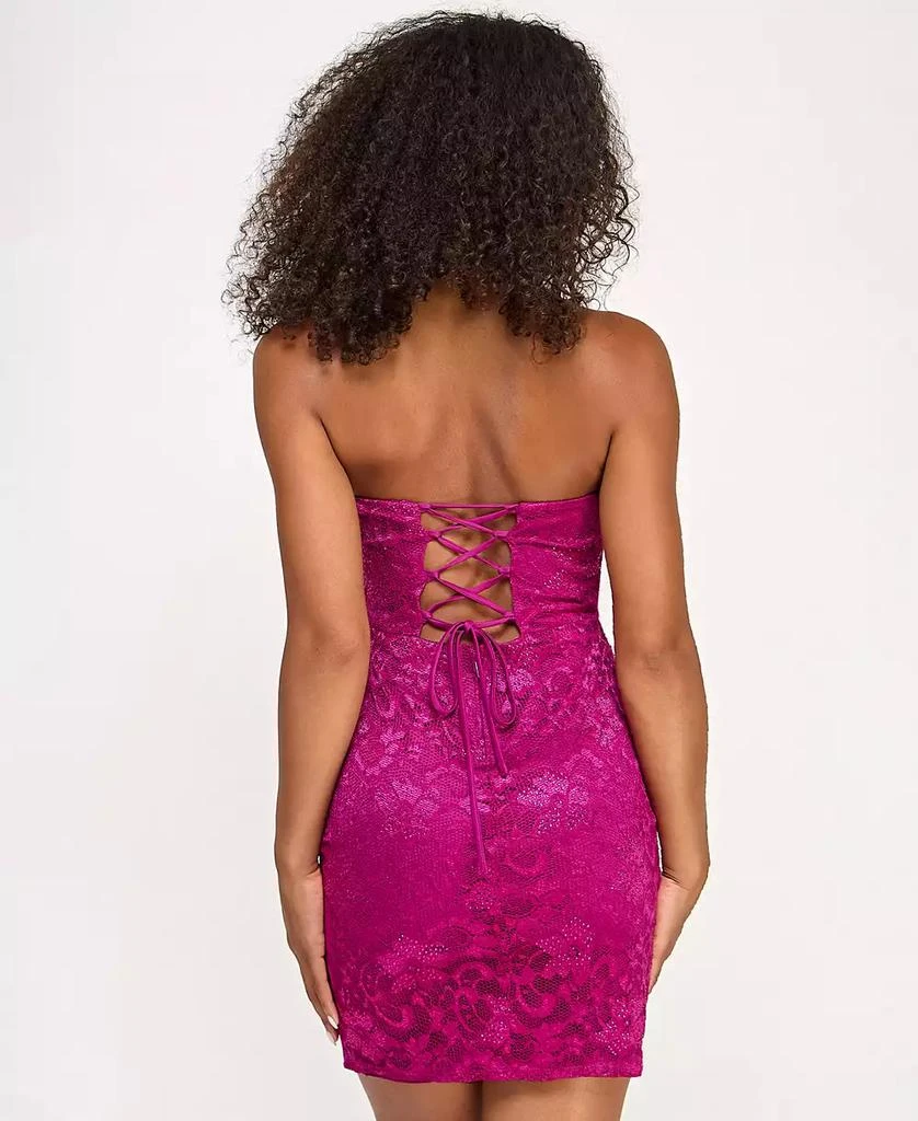 SENI & CADE Juniors' Strapless Sweetheart Neck Short Dress 3