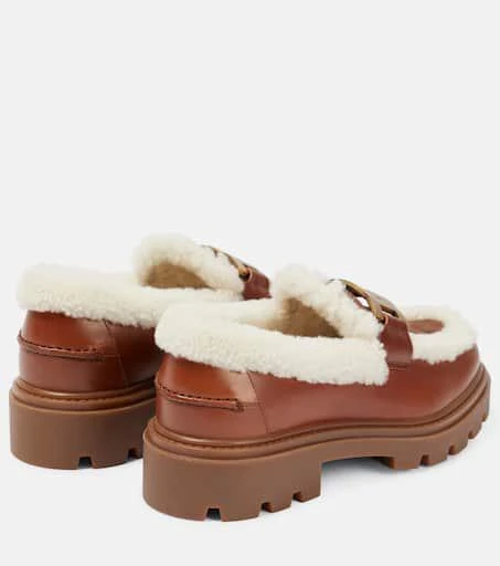 Tod's Kate leather and shearling loafers 3