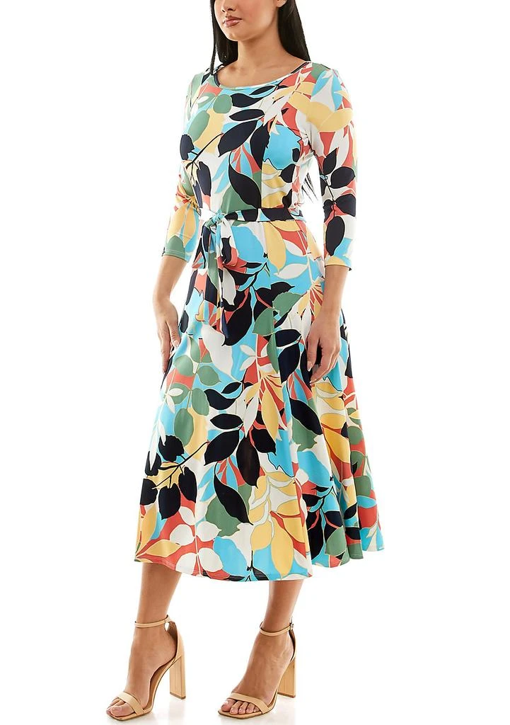 Women's Nina Leonard Sylvia Print Midi Dress, Size: Large, Green